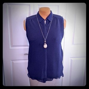 2/$25 NWOT Ann Taylor Navy Blue Blouse